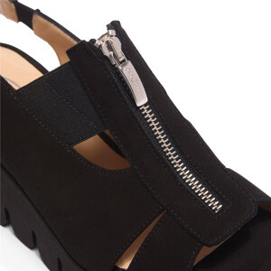 Carl Scarpa Paxe Black Suede Wavesole Wedge Sandals